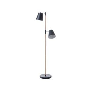 Lampadaire En Bois Et Métal Rubi - Hauteur 150 Cm - Marron Et Blanc