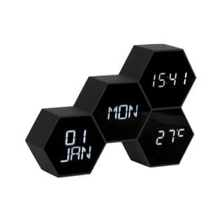 Réveil Six 4 Facettes Hexagonale - Noir