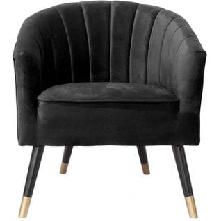 Fauteuil En Velours  Pieds En Bois Bicolores Royal Noir