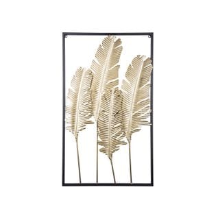 Décoration Murale Design Métal Feathers - L. 53 X L. 89 Cm - Noir Et Doré