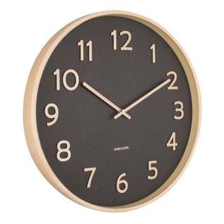 Horloge Ronde En Bois Pure  40 Cm Noir