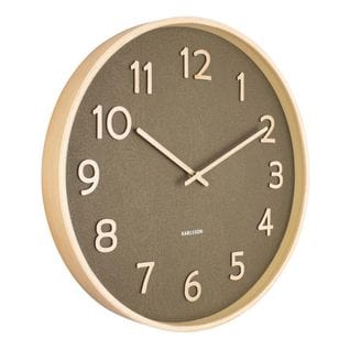 Horloge Ronde En Bois Pure  40 Cm Vert Mousse