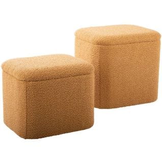 Pouf En Tissu Bouclette Ada Jaune Orcre