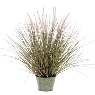 Herbe Pennisetum artificielle 58 cm en pot en zinc