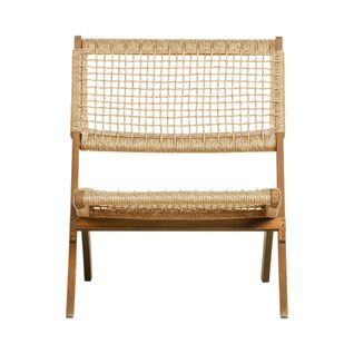 Lois - Fauteuil Pliant En Bois Et Résine Tressée - Couleur - Bois Clair