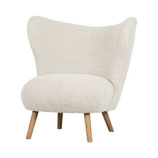 Celine - Fauteuil En Tissu Bouclette Et Bois - Couleur - Ecru