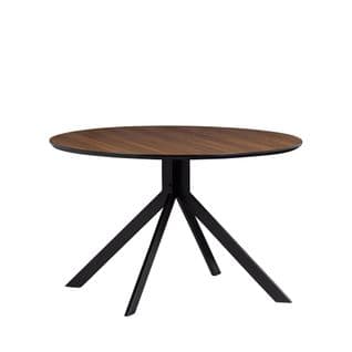 Bruno - Table À Manger Ronde En Bois Et Métal Ø120m - Couleur - Bois Foncé