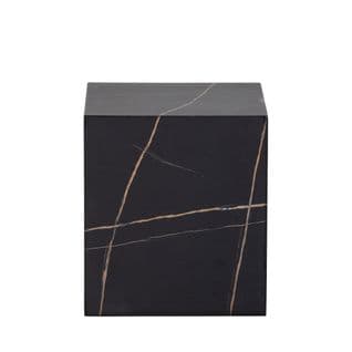 Benji - Table D'appoint Effet Marbre H45xl40cm - Couleur - Noir
