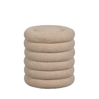 Carly - Pouf Rond En Bouclette Ø40cm - Couleur - Beige