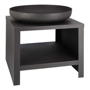 Braséro En Métal Avec Range Bois 60 Cm Noir