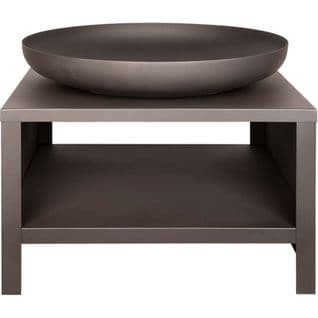 Braséro En Métal Avec Range Bois 80 Cm Noir