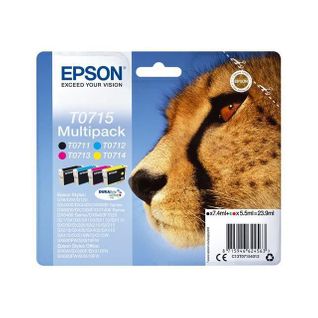 Multipack Cartouche D'encre T0715 Guépard Cyan, Jaune, Magenta Et Noir