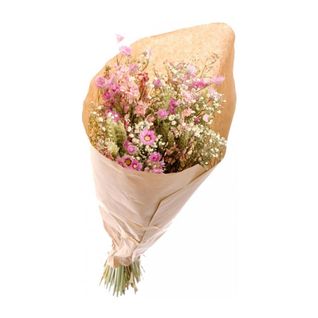 Grand Bouquet  De Fleurs Séchées Mix Rose Et Blanc