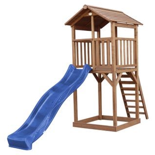 Beach Tower Aire De Jeux Avec Toboggan En Bleu et Bac à Sable   Grande Maison Enfant Extérieur