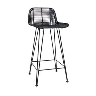 Iungla - Chaise De Bar Design En Rotin 67 Cm - Couleur - Noir