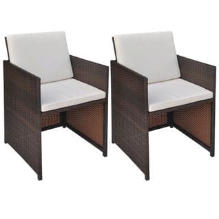 Chaises De Jardin 2 PCs Avec Coussins Résine Tressée Marron