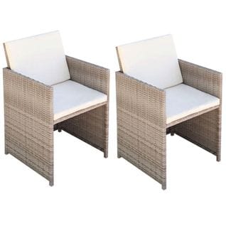 Chaises De Jardin 2 PCs Avec Coussins Résine Tressée Beige