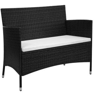 Banc De Jardin 90 Cm Résine Tressée Noir