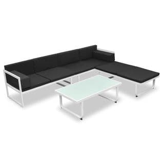 Salon De Jardin 4 PCs Et Coussins Aluminium Noir