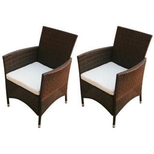 Lot De 2 Fauteuils En Résine Tressée - 58x61x88 Cm - Marron Clair