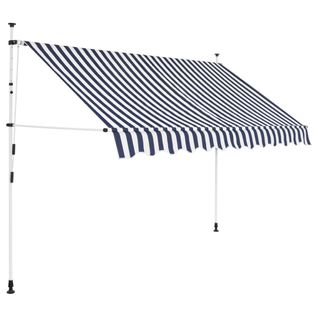 Auvent Rétractable Manuel 250 Cm Rayures Bleues Et Blanches