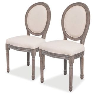 Chaises à Manger Lot De 2 Crème Tissu