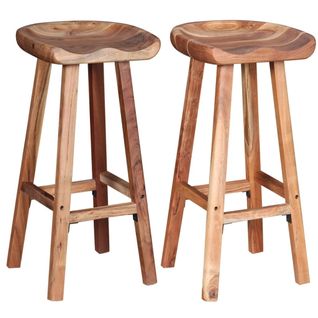 Tabourets De Bar 2 PCs Bois D'acacia Solide