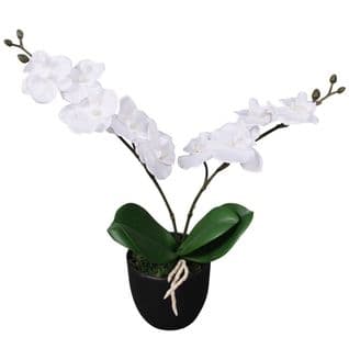 Plante Artificielle Avec Pot Orchidée 30 Cm Blanc