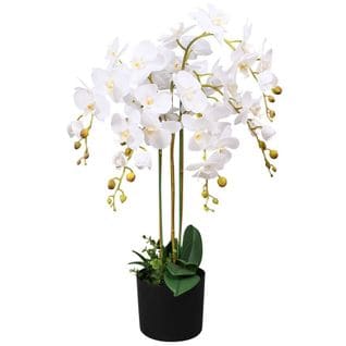 Plante Artificielle Avec Pot Orchidée 75 Cm Blanc