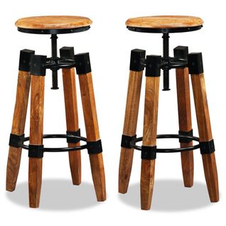 Tabourets De Bar 2 PCs Bois De Manguier Massif