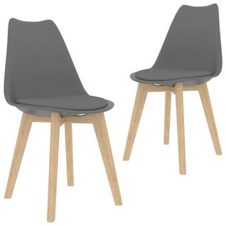 Chaises À Manger Lot De 2 Gris Plastique