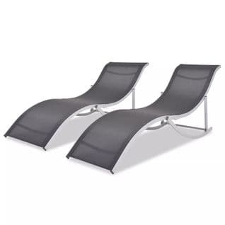 Duo De Chaises Longues Pliantes - 60x159x62 Cm - Noir