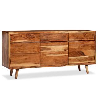 Buffet Bois Massif Avec Portes Sculptées 160 X 40 X 75 Cm