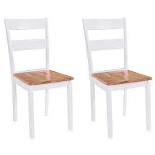 Chaises À Manger Lot De 2 Blanc Bois D'hévéa Massif