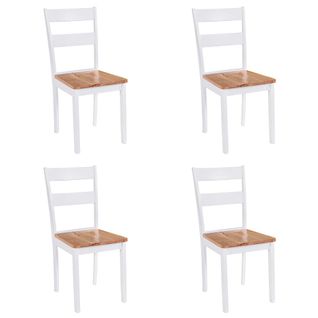 Chaises à Manger Lot De 4 Blanc Bois D'hévéa Massif