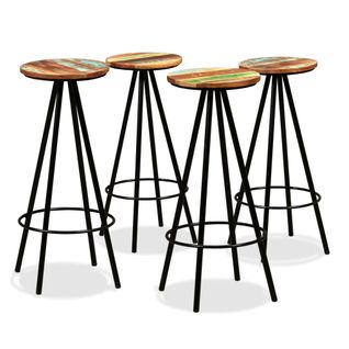 Tabourets De Bar Lot De 4 Bois Massif De Récupération