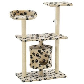 Arbre À Chat Avec Griffoir En Sisal 95 Cm Beige Motif De Pattes