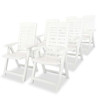 Chaises Inclinables De Jardin 6 PCs Plastique Blanc