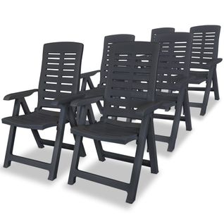 Chaises Inclinables De Jardin 6 PCs Plastique Anthracite