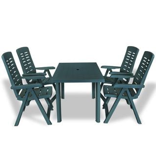 Mobilier à Dîner D'extérieur 5 Pièces Plastique Vert