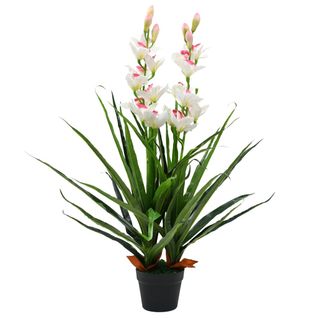 Plante Artificielle Orchidée Cymbidium Avec Pot 100 Cm Vert