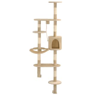 Arbre À Chat Avec Griffoirs En Sisal Montage Mural 194 Cm Beige