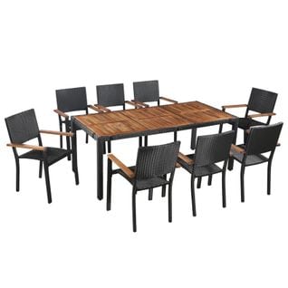 Ensemble table et chaises de jardin En Résine Et Bois - 190x90x75 Cm
