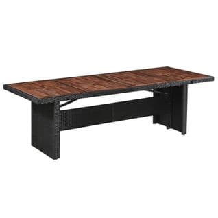 Table De Jardin En Résine Tressée Et Acacia - 240x90x74 Cm - Noir