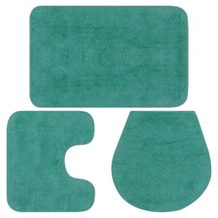 Jeu De Tapis De Salle De Bain 3 PCs Tissu Turquoise