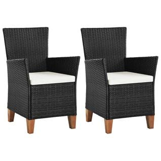 Chaises D'extérieur 2 PCs Avec Coussins Résine Tressée Noir