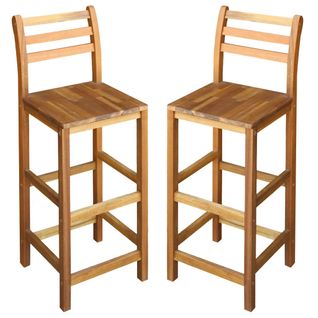 Tabourets De Bar Lot De 2 Bois D'acacia Solide