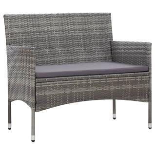 Banc De Jardin 105 Cm Résine Tressée Gris