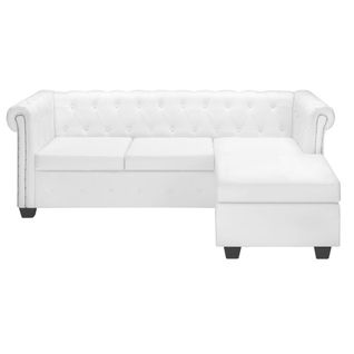 Canapé Chesterfield En Forme De L Cuir Synthétique Blanc 2