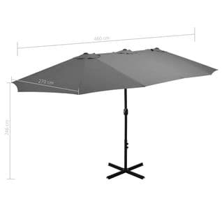 Parasol D'extérieur Double Toit Et Poteau En Aluminium - 460x270 Cm - Gris Anthracite